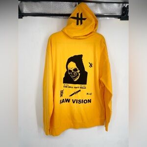 2018 Lil Peep Alien Body RAW VISION Skull Hoodie sweatshirt Rare Yellow Y2K Emo
